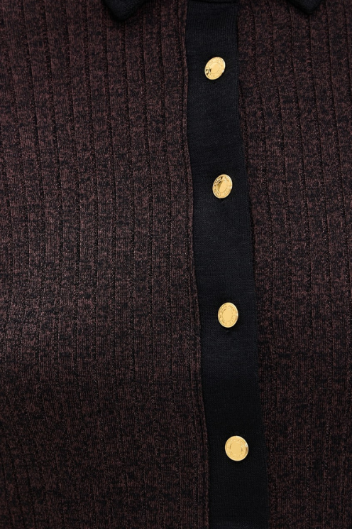The Knit Contrast Long Sleeve Polo
