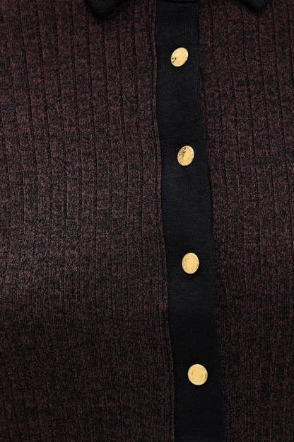The Knit Contrast Long Sleeve Polo