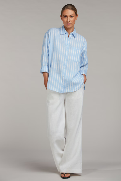 Jackie Blue Striped Linen Shirt