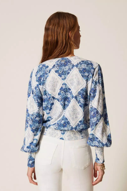 Diamond Floral Print Sweater