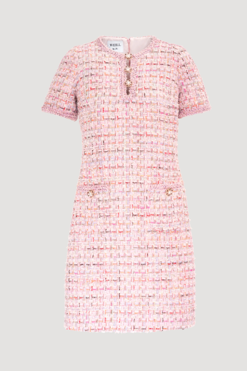 Tweed Dress with Braided Collar