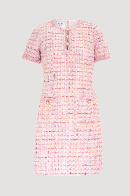 Tweed Dress with Braided Collar