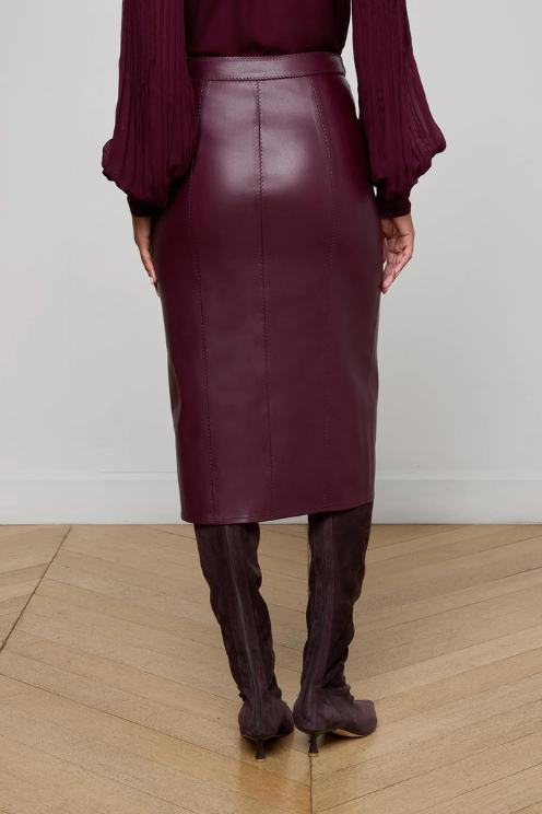 Arlette Vegan Leather Midi Skirt