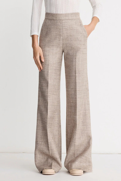 Taupe Tweed High Rise Wide Leg Pant