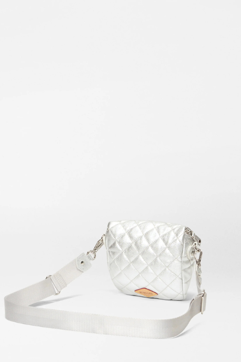 Silver Leather Micro Crosby Sling Bag