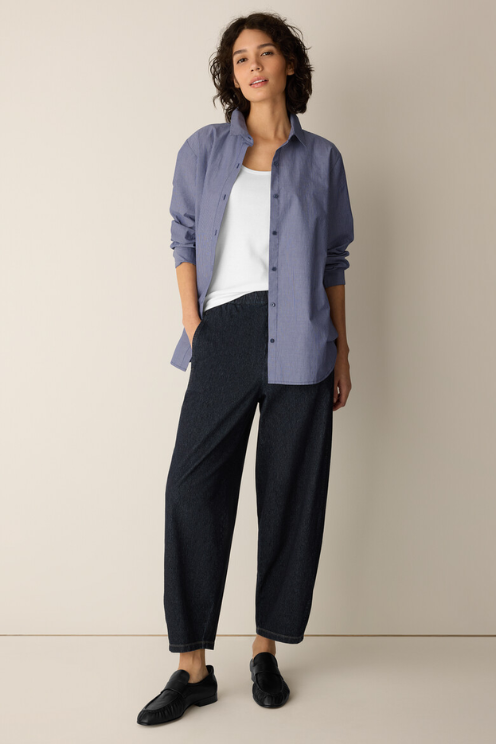 Cotton Indigo Knit Denim Lantern Pant