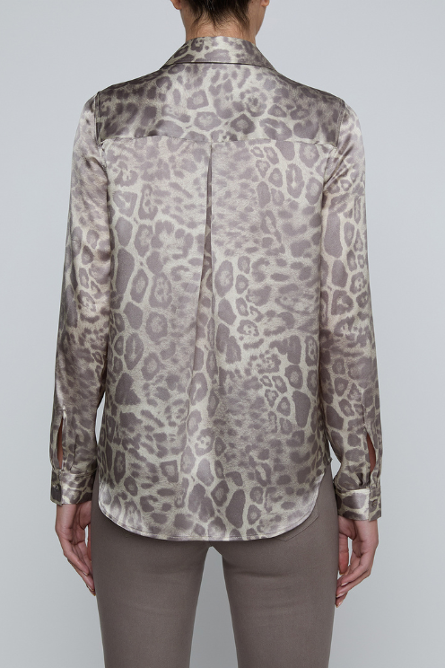 Grey Leopard Tyler Silk Blouse
