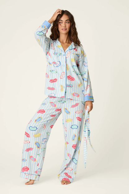 Out of Office Eyemask Print 3-Piece Flannel PJ Set