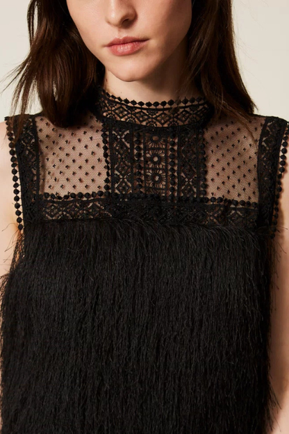 Mini Fringe and Tulle Dress