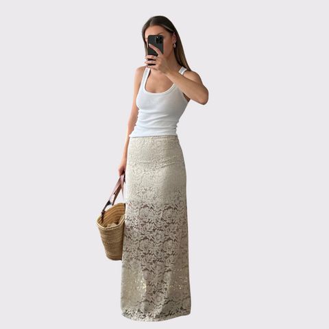 Charli Alba Lace Skirt in Tan