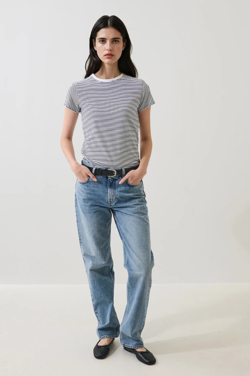 Pima Cotton Stretch Slim Mini Striped T-Shirt