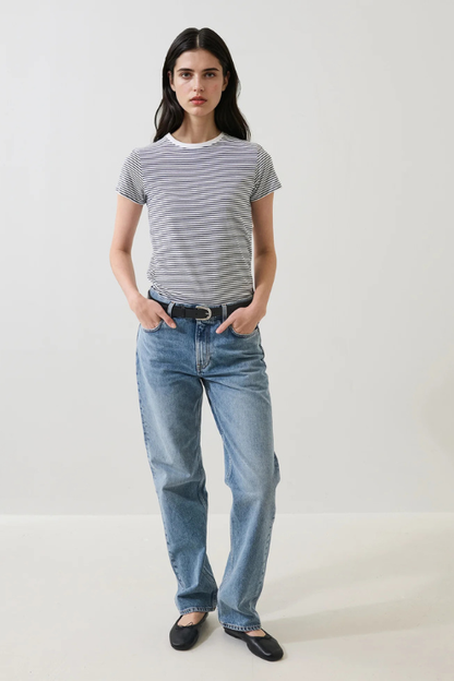 Pima Cotton Stretch Slim Mini Striped T-Shirt
