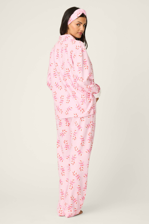 Sweeter Than Sugar 3-Piece Candy Cane Print Flannel PJ Set