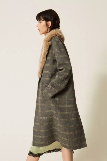 Checkered Double Wool Coat