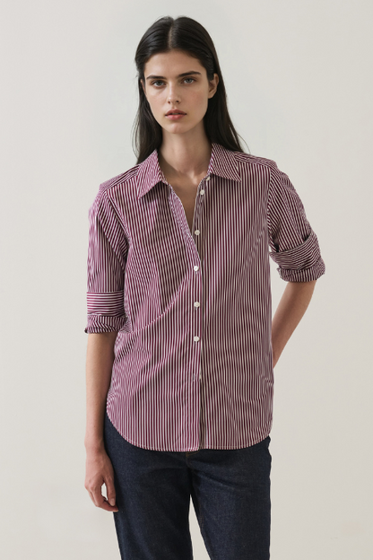 Long Sleeve Cotton Stripe Essential Shirt