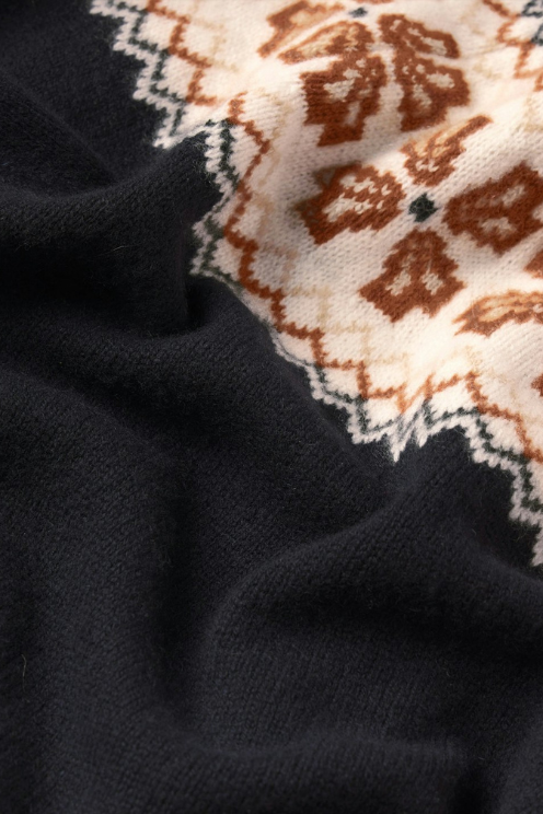 The Cashmere Fairisle Cardi in Navy