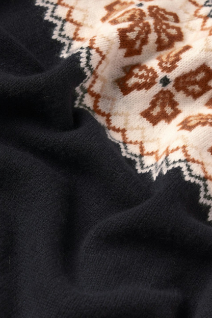 The Cashmere Fairisle Cardi in Navy