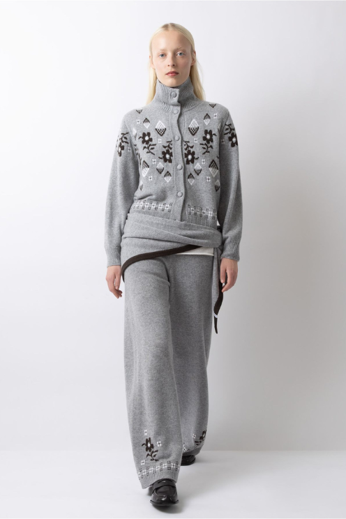 Jacquard Highneck Cardigan