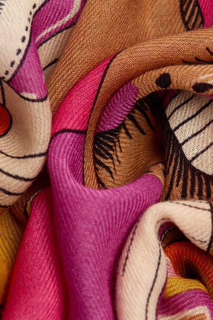 Atelier Print Wool Scarf – Pink Multi