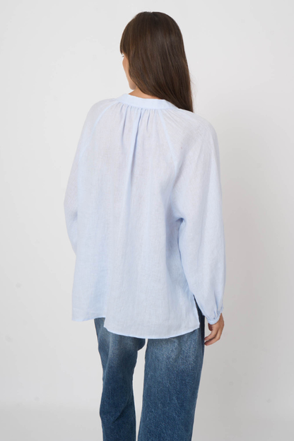 Linen Woven Blouse – Sky Blue