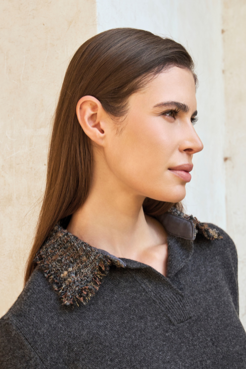 Tweed Collar Polo