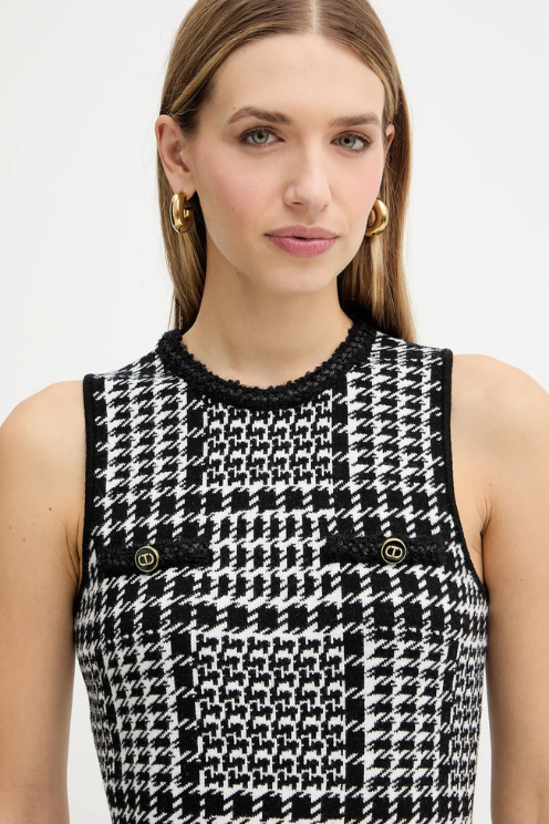 Houndstooth Knit Shift Dress