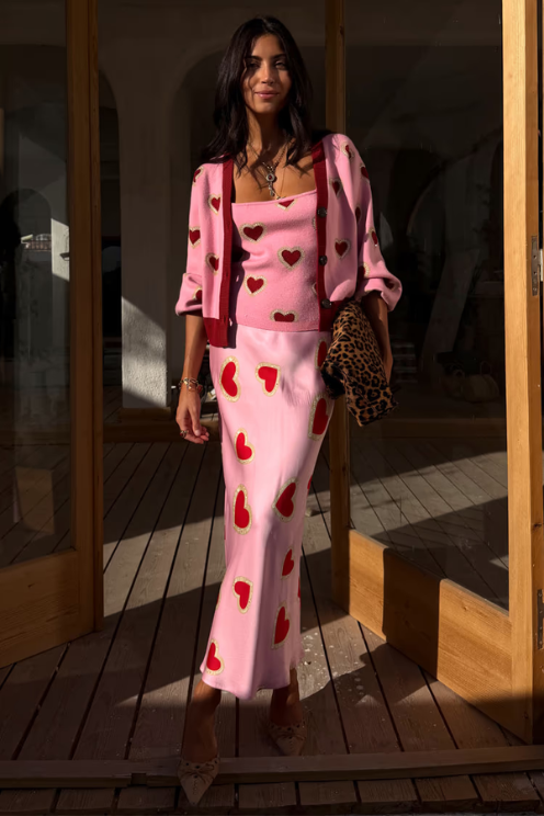 Never Fully Dressed Pink Hearts Cardigan