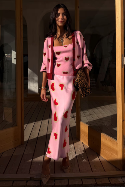 Never Fully Dressed Pink Hearts Cardigan