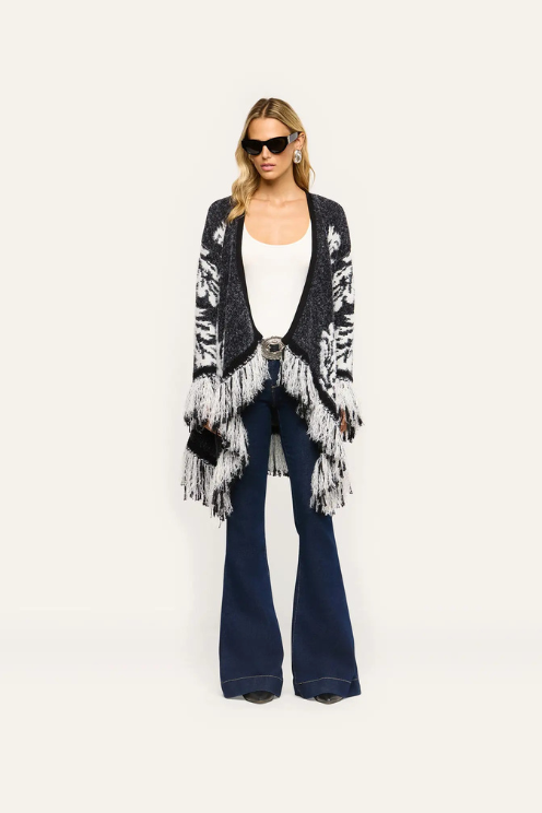 Naiad Jacquard Fringe Cardigan