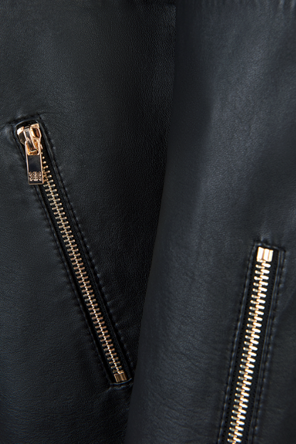 Biker-Style Lamb Nappa Leather Jacket