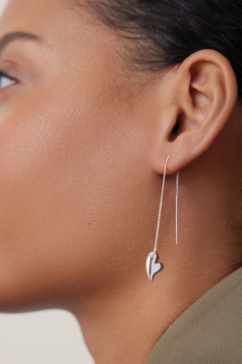 Puffy Heart Threader Earrings