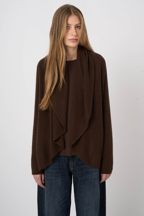 Organic Cashmere Shawl-Collar Cardigan