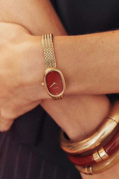 Jane Tethered Watch - Gold/Scarlet