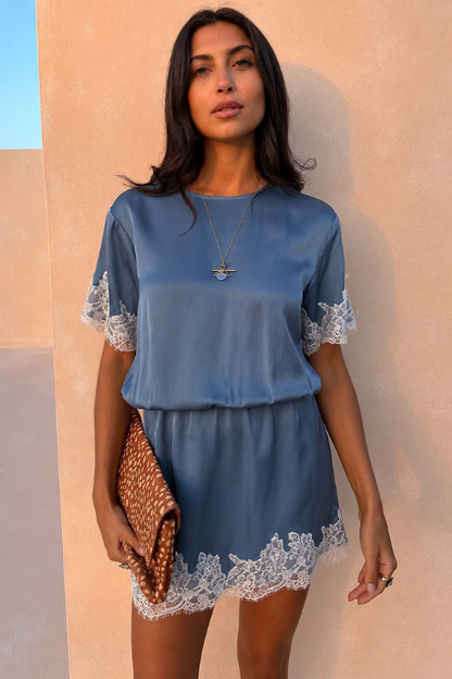 Blue Lace Mini Dress
