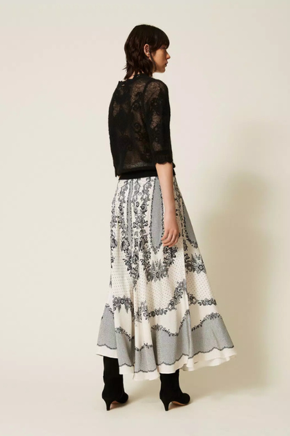 Jacquard Long Satin Skirt