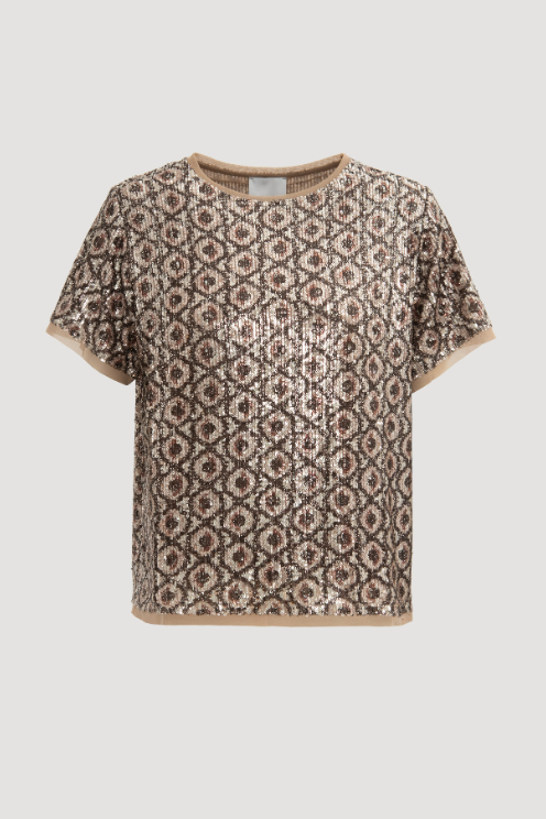 Sequin Short Sleeve Blouse