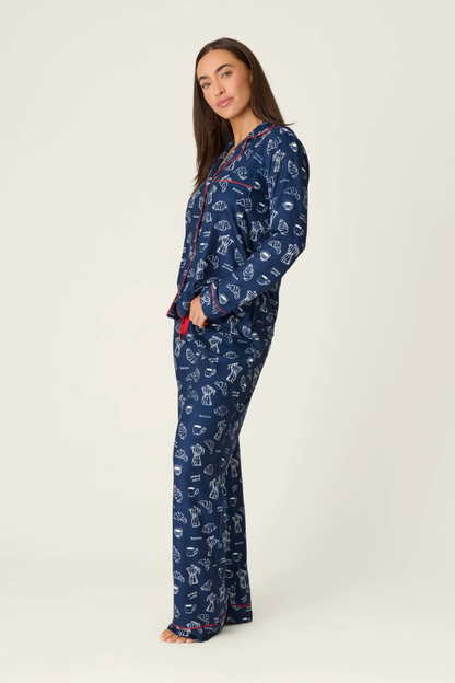 Bonjour Babe French Breakfast Print Long Sleeve PJ Set