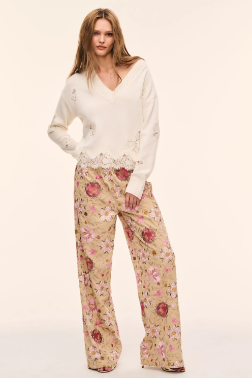 Ardena Wool Sweater with Lace
