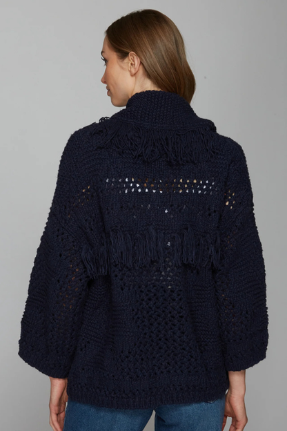 Southwest Fringed Shawl Collar Throw