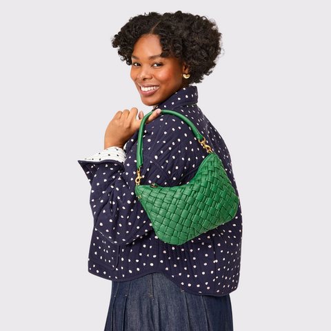 Clare V. Petit Moyen Messenger - Fern Puffy Woven
