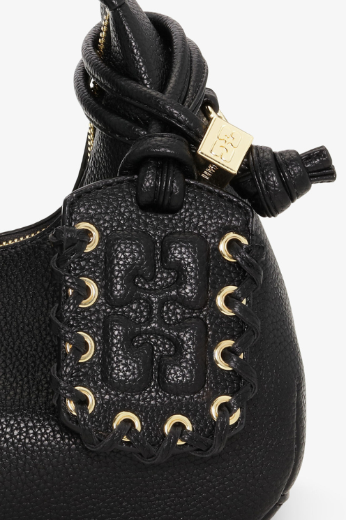 Black Mini Grained Hobo Bag