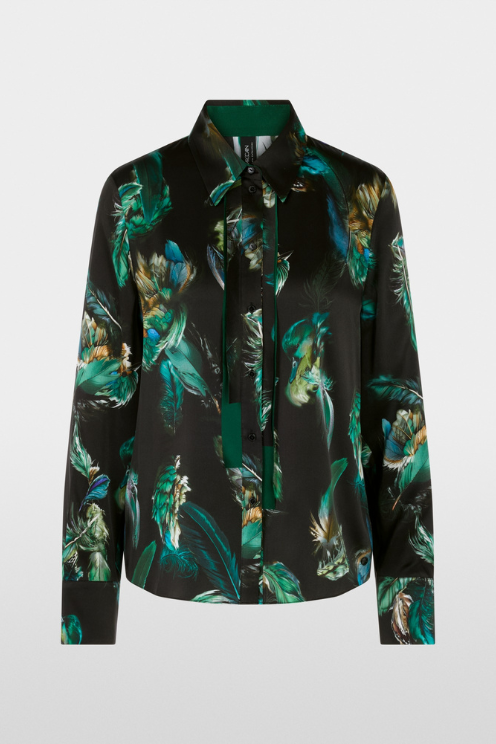 Silk Blouse with Feather Print