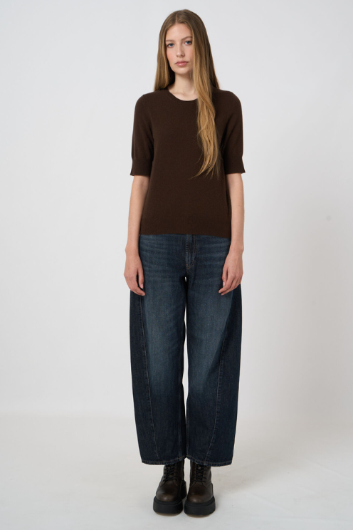 Slim Short-Sleeve Organic Cashmere Sweater