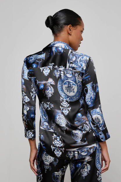 Dani Silk Blouse - Porcelain Print