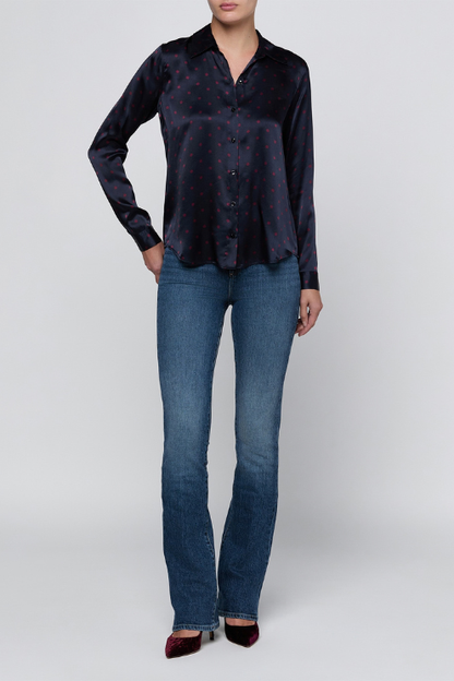 Tyler L/s Blouse - Sangria Polka Dot