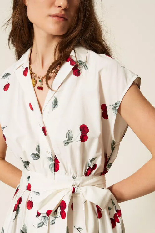 Cherry Cotton Poplin Dress