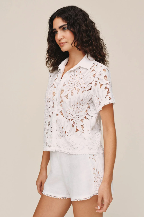Short Sleeve Contrast Button Down