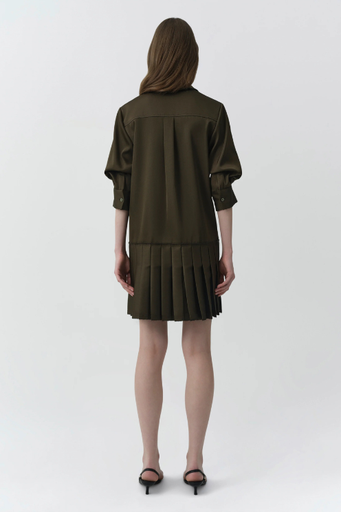 Regina Pleated Mini Shirt Dress