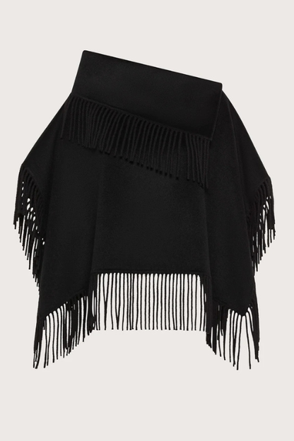 Cashmere Blend Fringe Cape