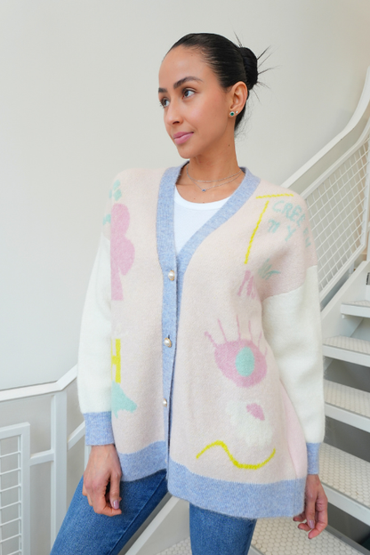 Abstract Pastel Cardigan
